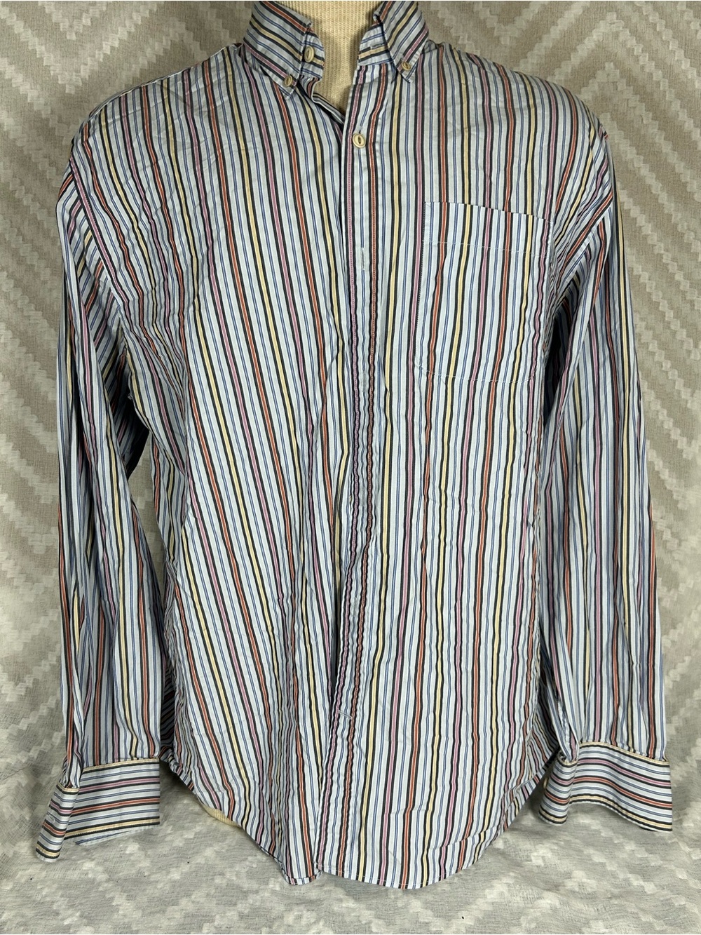 Men's Striped Button-Down Shirt in Multi-Color